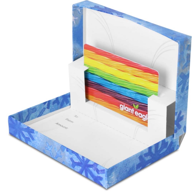 Blue Snowflake Gift Card Boxes w/ White Interior